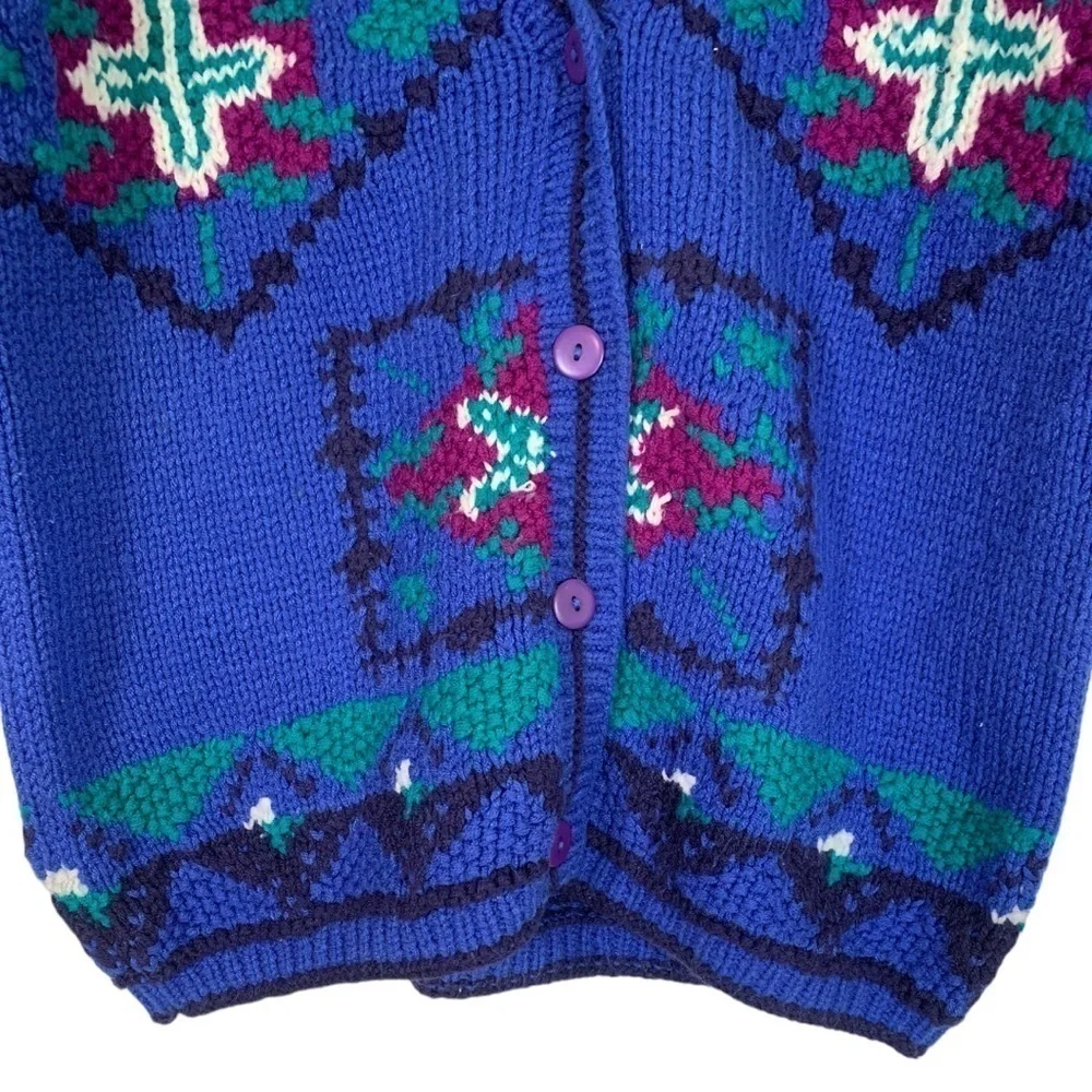 Vintage Gina Peters Cottagecore Knit Cardigan Sweater Size Medium - Picture 6 of 11